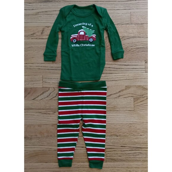 Sleepytime Infant Pajama Set 6 Months Green Dreaming of a White Christmas NEW - Picture 1 of 8